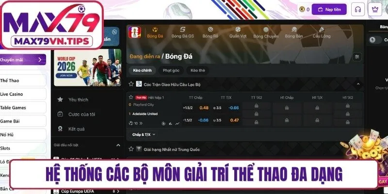 Hệ thống các bộ môn giải trí thể thao đa dạng thu hút đông đảo người chơi